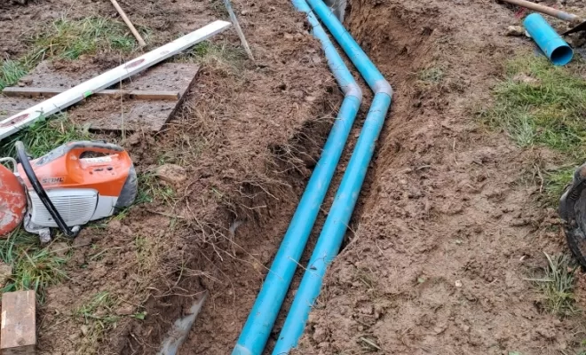 Pose de la filière compacte en béton.