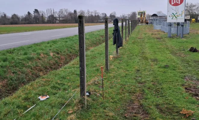 Démontage de l'ancienne clôture.